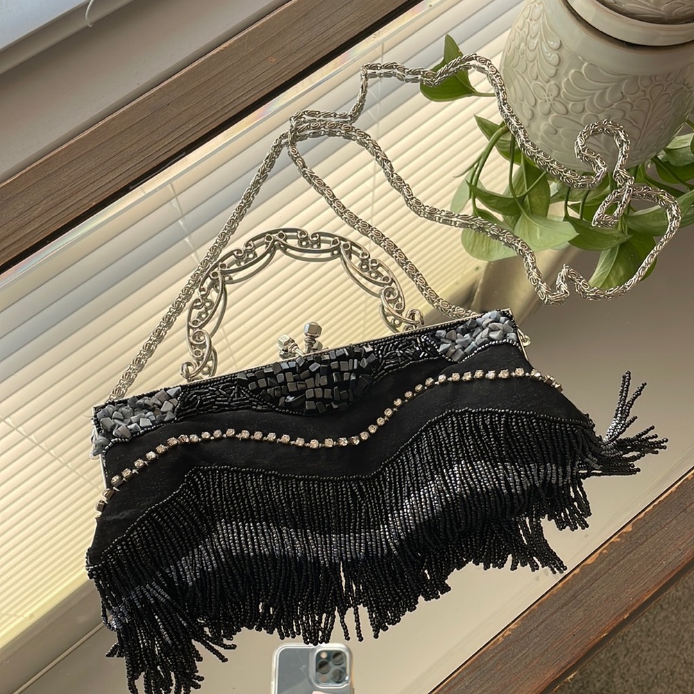 Vintage satin beaded purse
